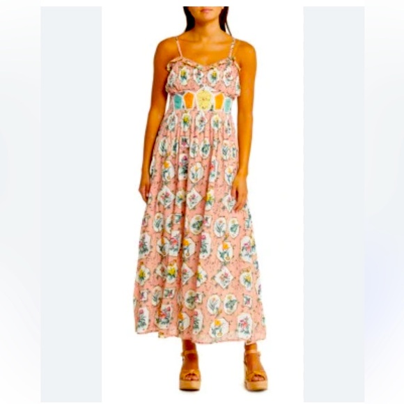 NWT‎ Baron Beatnik PhilosophyCouture Bohemian FloralLaceMaxi SundressSize Medium - Picture 1 of 7